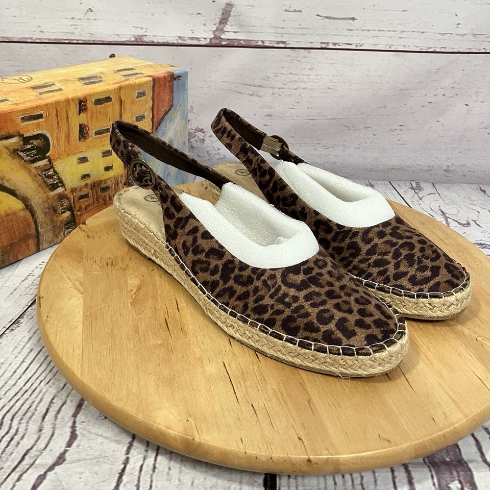 Bella Vita Olive II Leopard Espadrille Slingback Flats Size Womens Size 10N